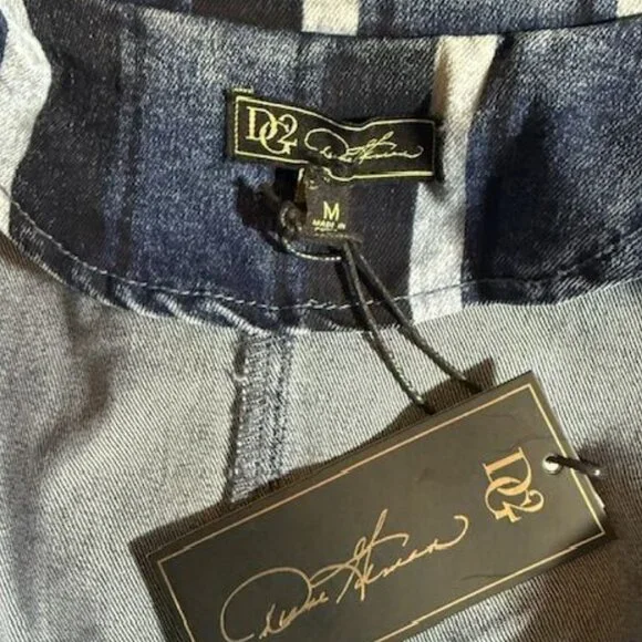 DG2 Multi Wash Stripe Stretch Cotton Blend Denim Blazer - Picture 11 of 12